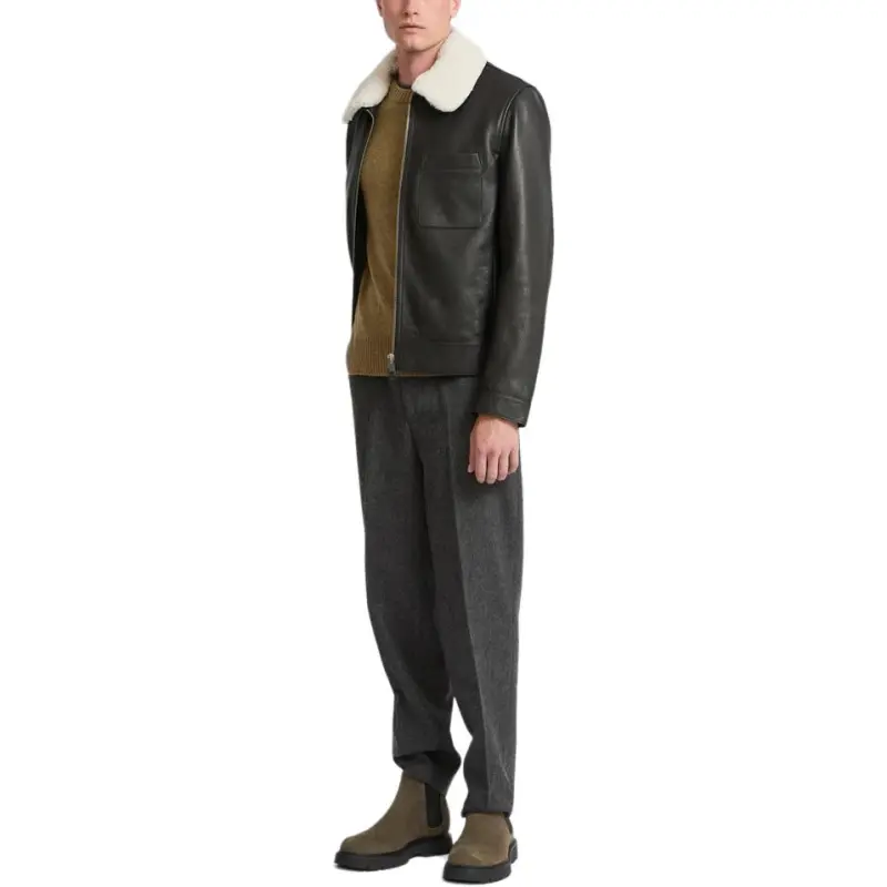 Yves Salomon Shearling Collar Leather Jacket-4