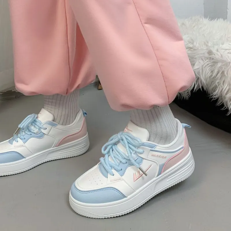 Warrior Warrior Wear resistant And Lightweight Low Top Skateboard Shoes Women's White Blue Pink-6