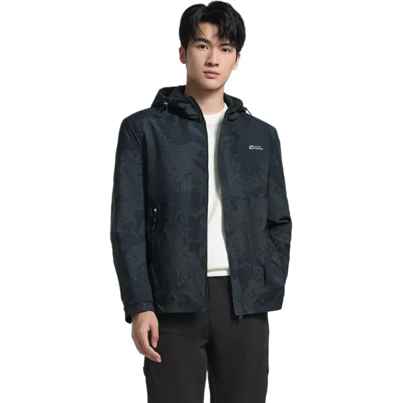 HLA Jackets Men Navy Blue Pattern G0-8