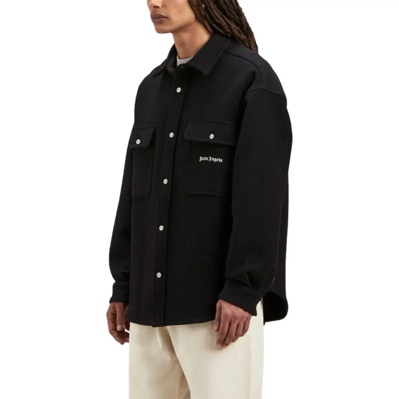 PALM ANGELS Logo Embroidered Twill Overshirt-3