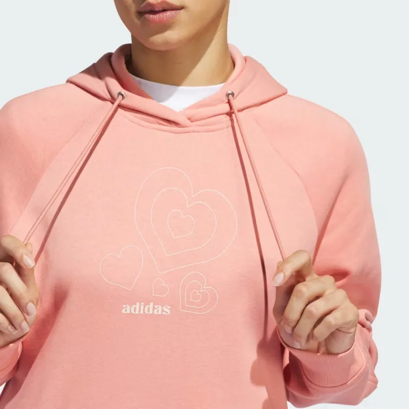 Adidas All Szn Valentine's Day Pullover Hoodie Sweatshirt Women's Orange-4