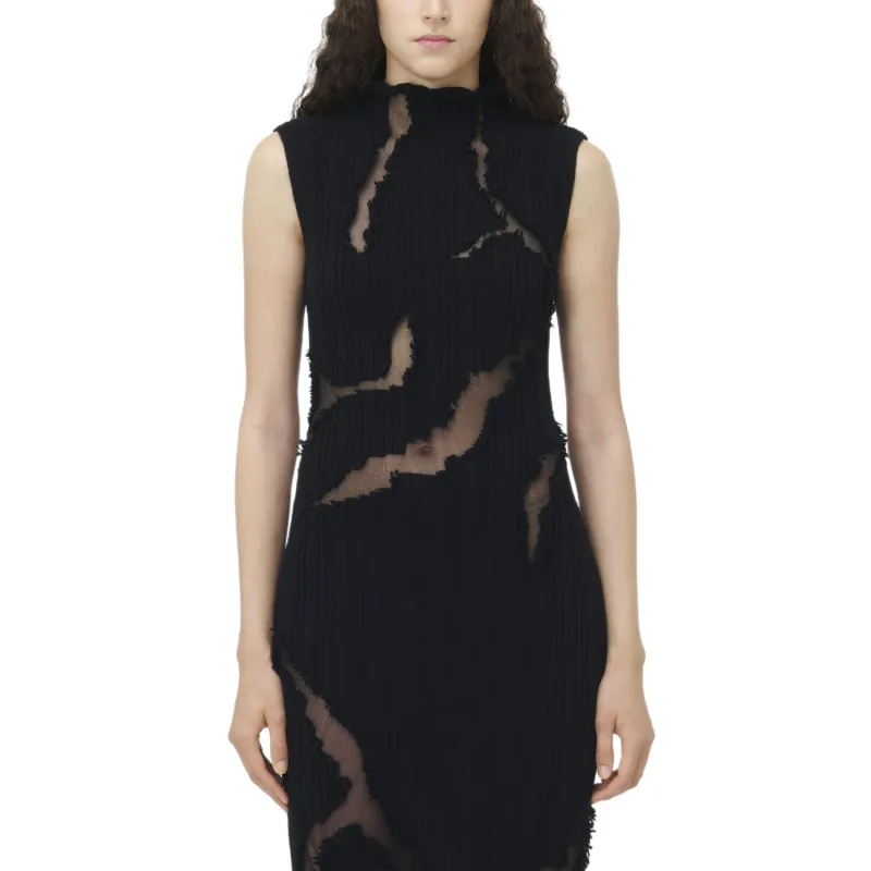 Alexander McQueen Distressed Detail Knit Midi Dress - POIZON Alexander McQueen Distressed Detail Knit Midi Dress - POIZON