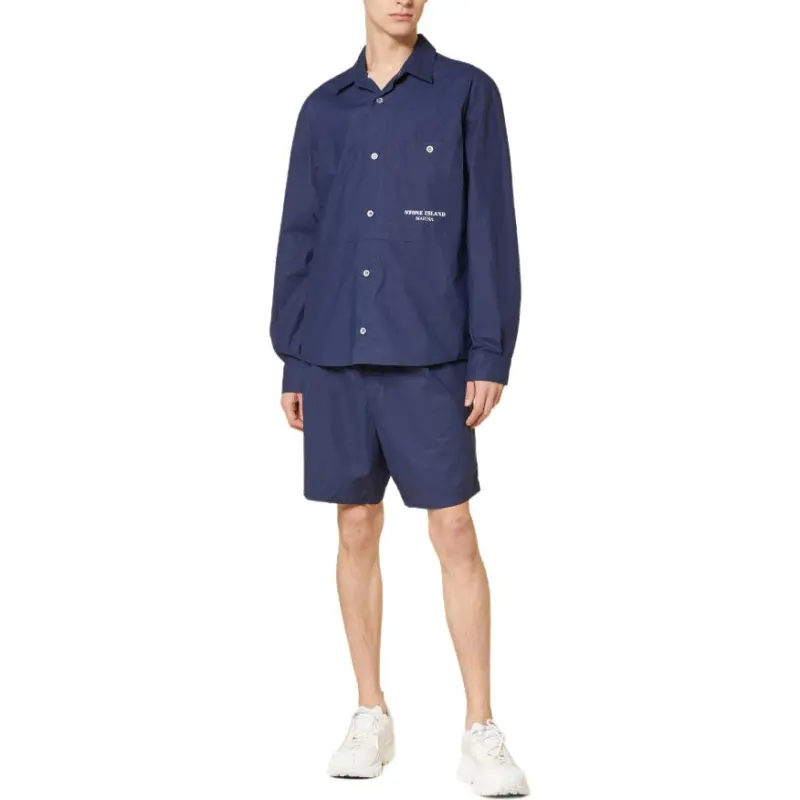 STONE ISLAND Logo Printed Striped Overshirt-2