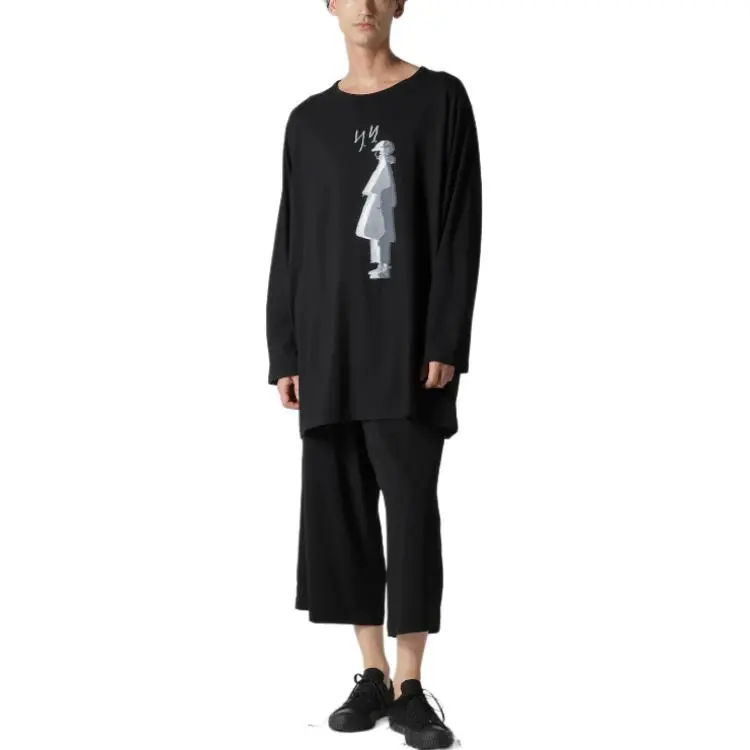 Yohji Yamamoto Single Jersey Printed Long Sleeve T Shirt-2