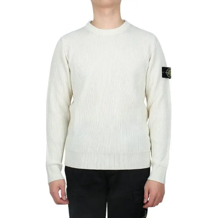 STONE ISLAND Logo Patch Crewneck Knitted Jumper-4