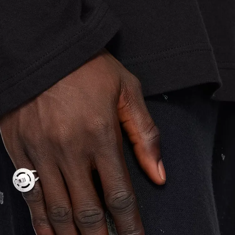 Vivienne Westwood 925 Sterling Silver Crystal Iridescent Stone Rings Men's Silver-1