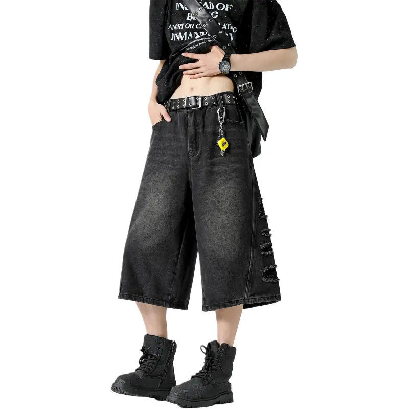 TBSM Denim Shorts Unisex Black Gray-8