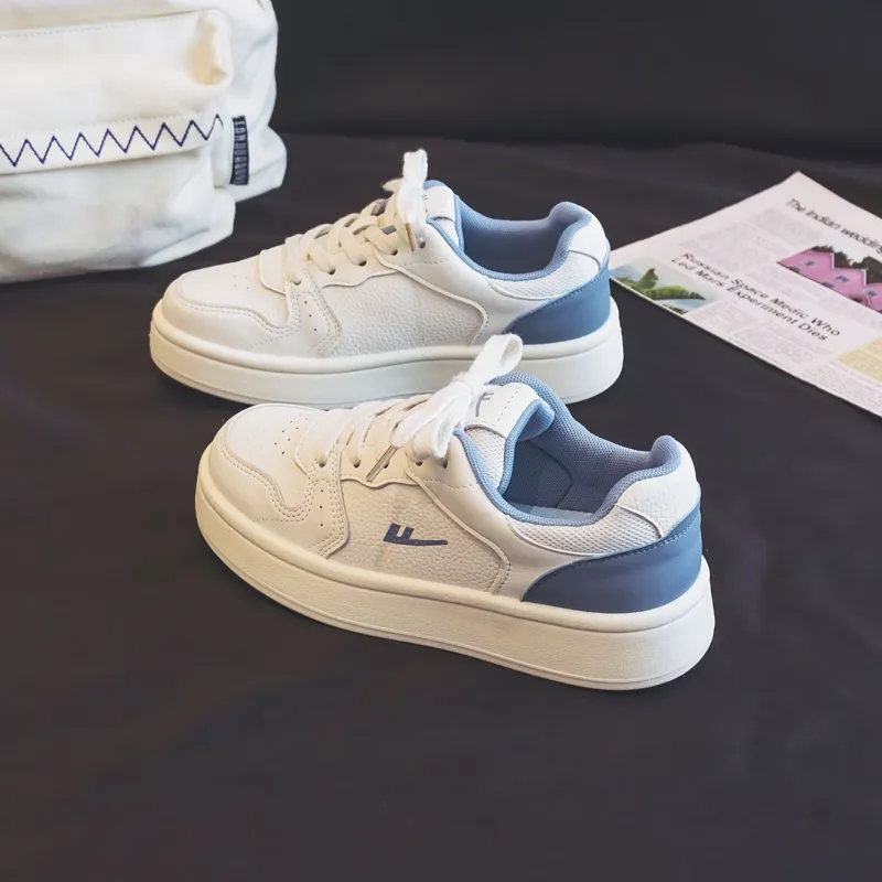 Warrior Non slip Lightweight Low Top Skateboard Shoes Women's Beige Blue-7