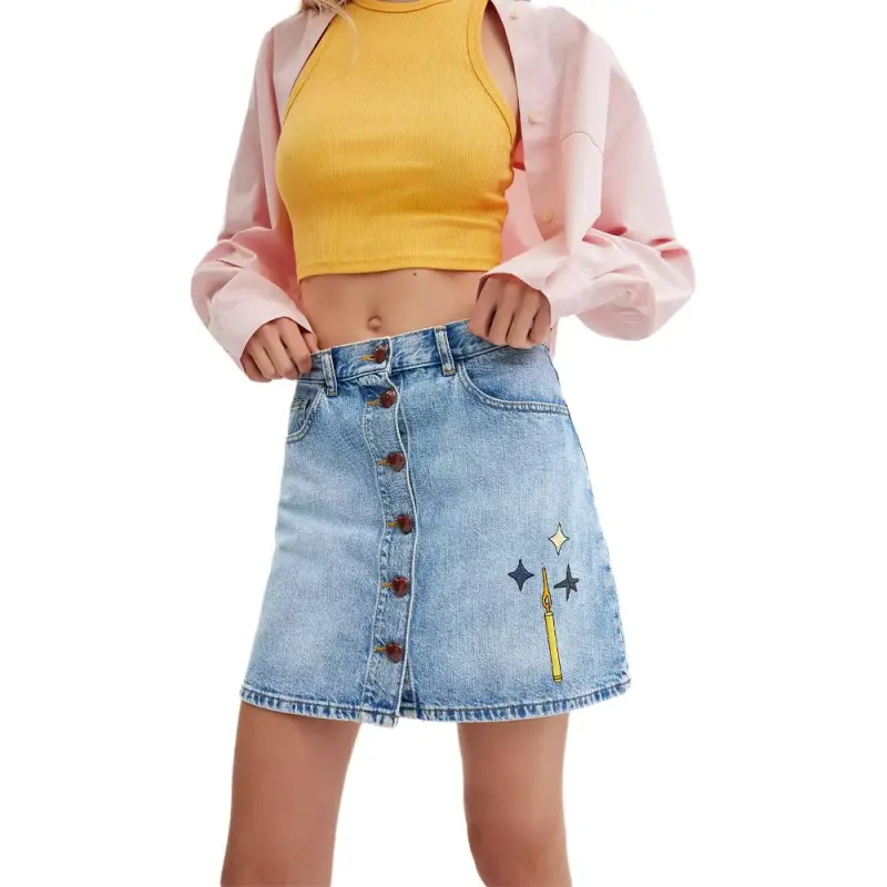 COACH SS24 Denim Short Skirts Women's Light Blue-3