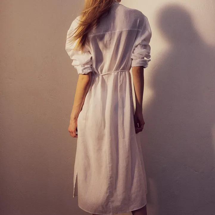 H&M Long Sleeved Dress Women's White-3