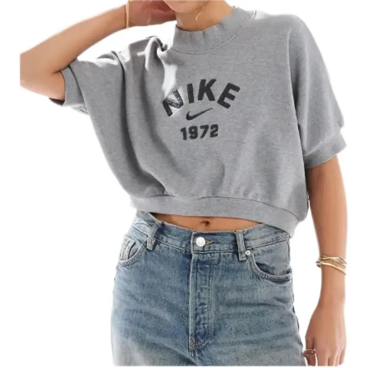 Nike Sportswear Collection Women's Crew Neck Short Sleeve Cropped French Terry Top-3