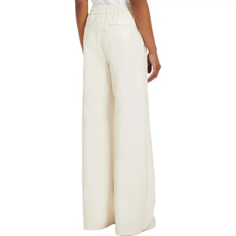 WEEKEND MaxMara Brezza Collection Coated Fabric Palazzo Trousers Casual Pants Women's White-3