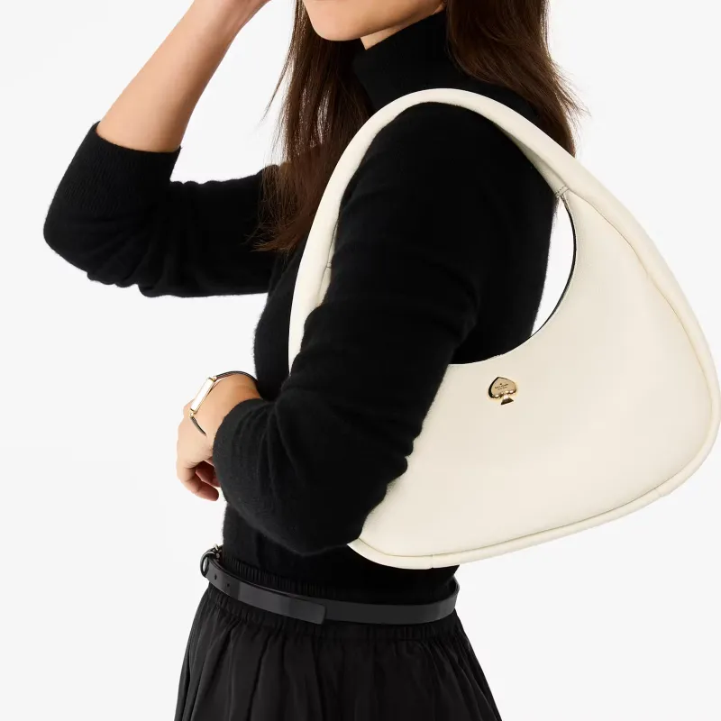 Kate Spade Litchi Grain Leather Handbag, Shoulder Bag Large Size Women's Crumbly Pastry White-4