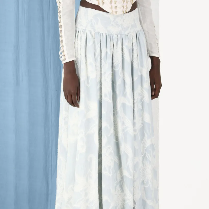 Zimmermann Denim Long Skirts Women's Light Blue-1