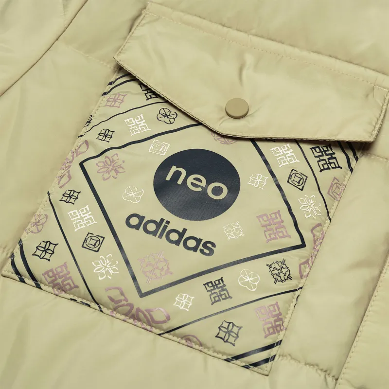 Adidas Neo Puffer Jackets Men Brown Green-3