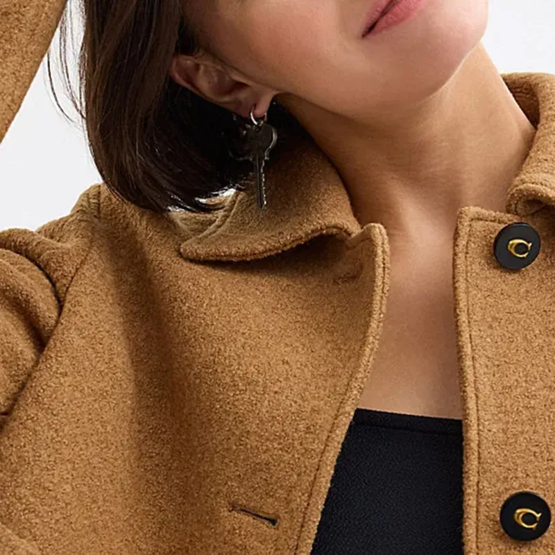 COACH FW24 Cropped Coat Women's Camel-3