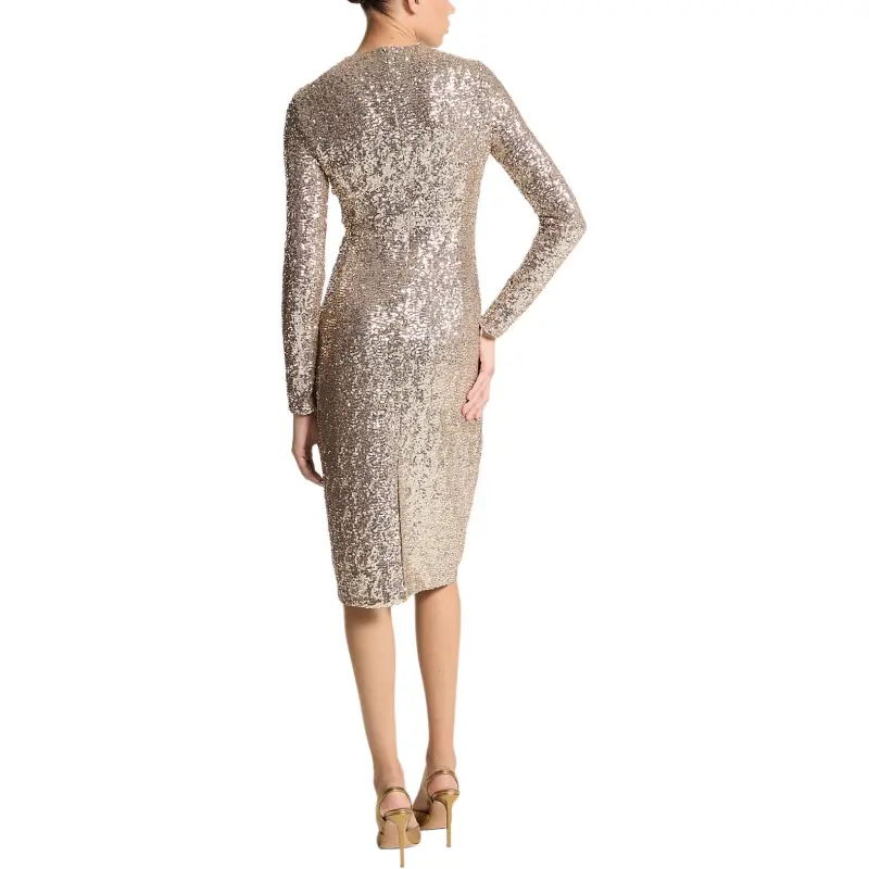MICHAEL KORS Sequined Stretch Tulle Sheath Dress-3