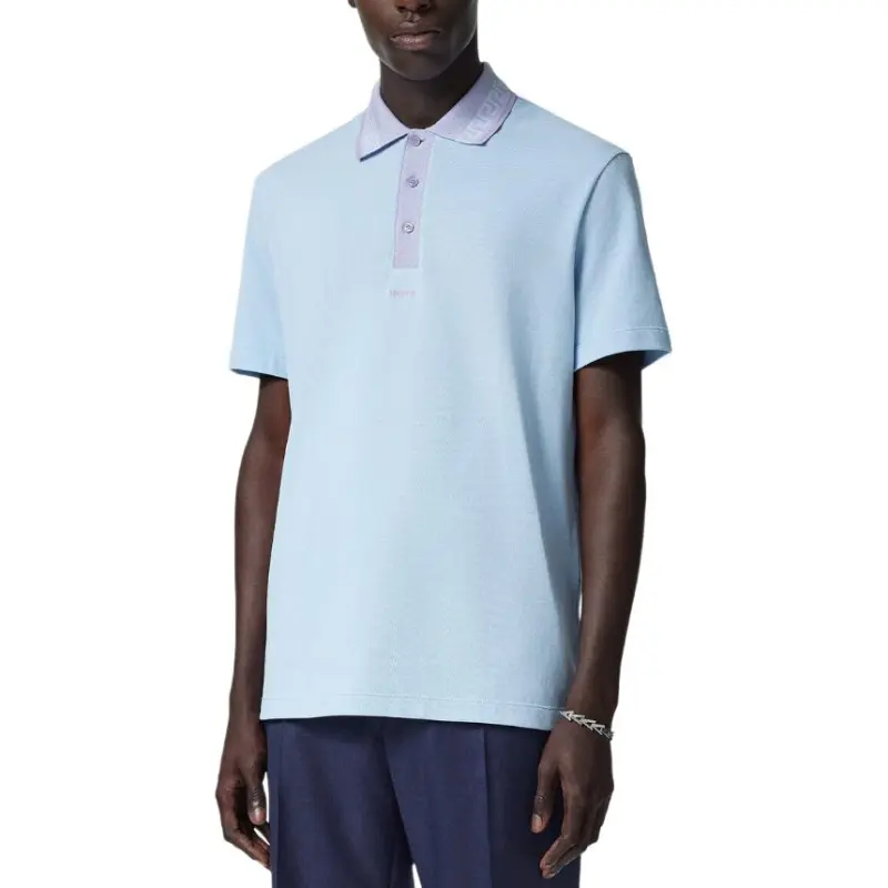 VERSACE Greca Collar Short Sleeved Polo Shirt-1