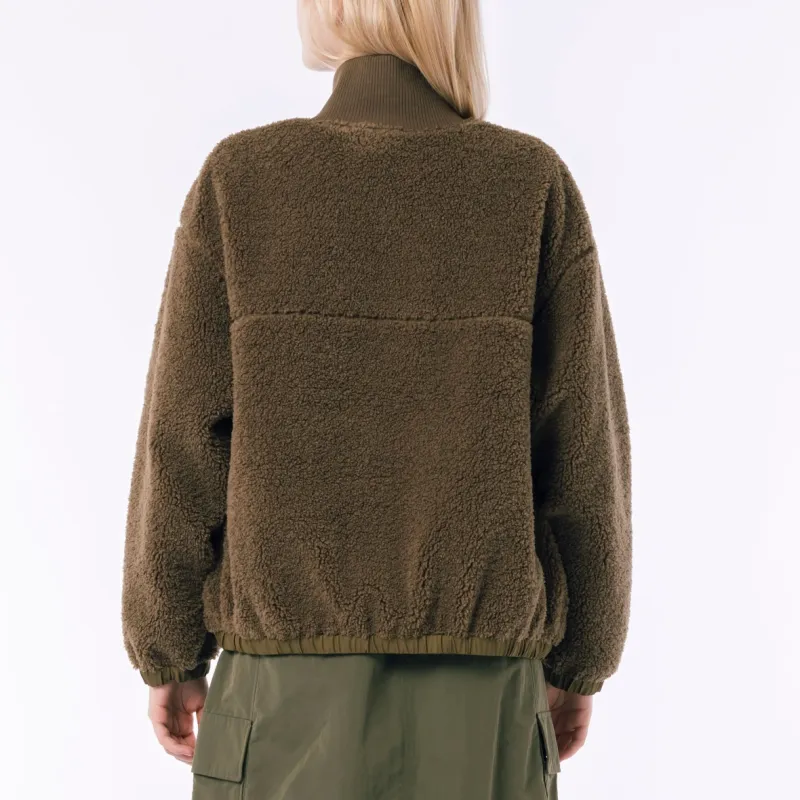 LACOSTE Velvet feel Coat Women's Khaki Olive-3