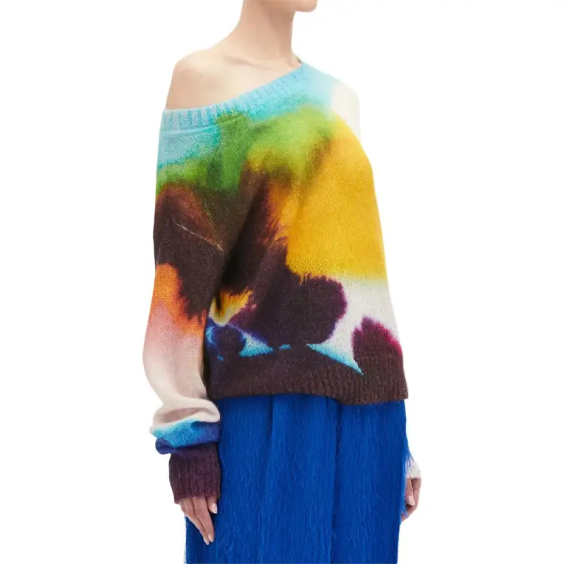 Oscar De La Renta Abstract Watercolor Sweater-4