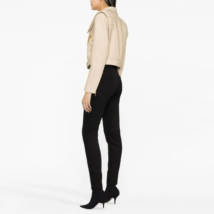 BALMAIN Leather Jackets Women's Beige-2