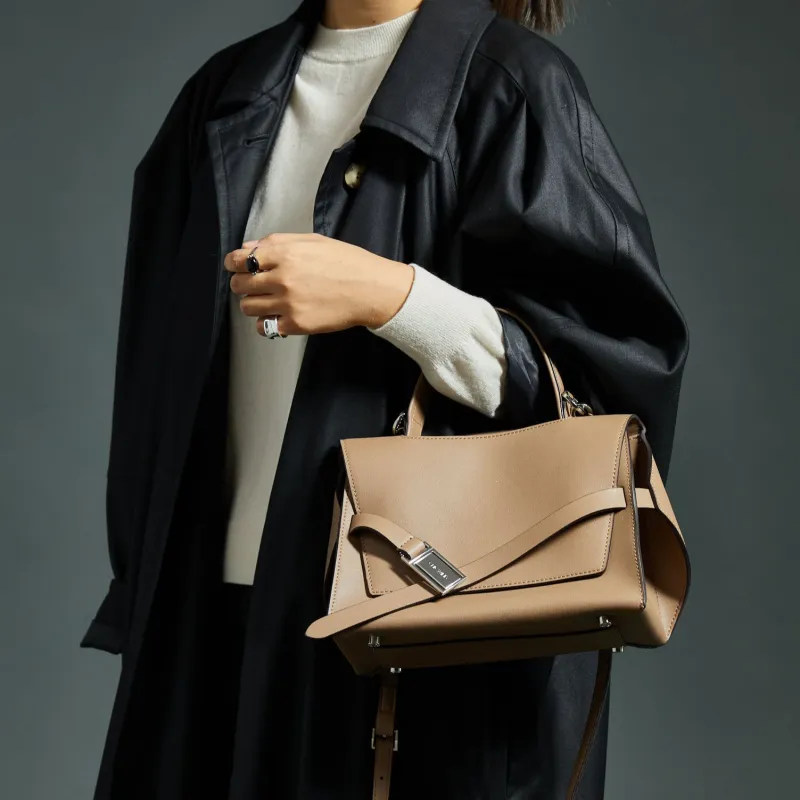 CHICWIND Genuine Leather One Shoulder Handbag Crossbody Bag Large Size Women's Dark Brown Black Light Khaki-11