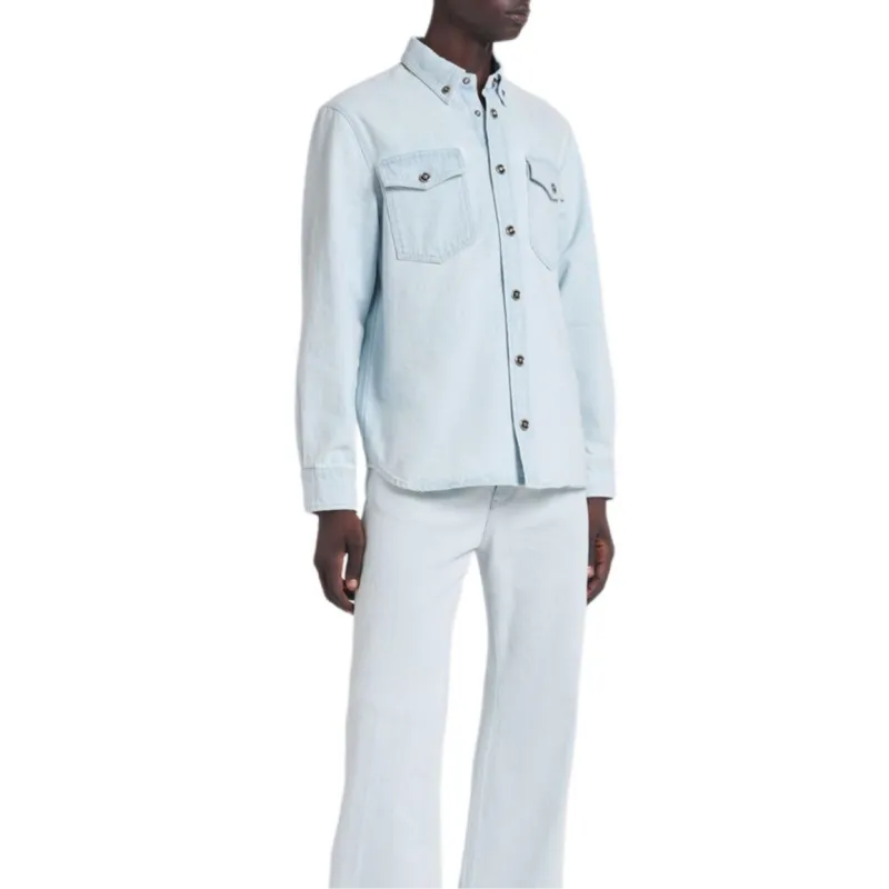 VERSACE Medusa Buttoned Long Sleeved Denim Shirt-3