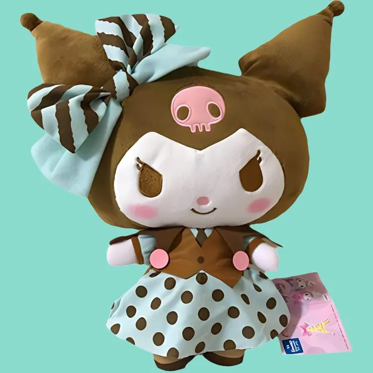 FURYU x Sanrio Kuromi Mint Green Polka Dot Skirt Mint Green Dolls Plush Doll 37cm Height-3