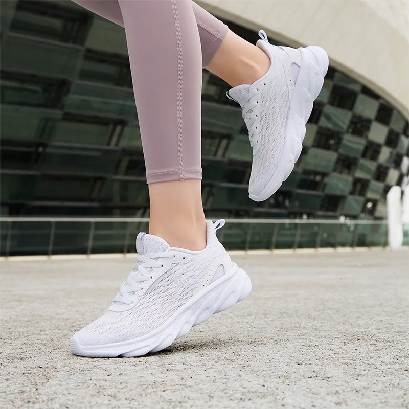 361° Cushioning Breathable Lightweight Low-Top Running Shoes Women's White Purple-7