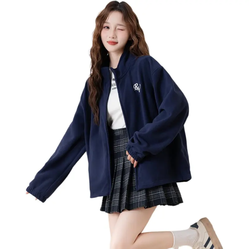 Tonlion Velvet feel Coat Women's Navy Blue-2