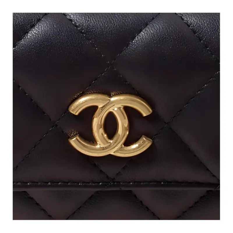 CHANEL 22c Early Spring Sheepskin Sling Bag, One Shoulder, Crossbody, Fanny Pack Women's Black-4