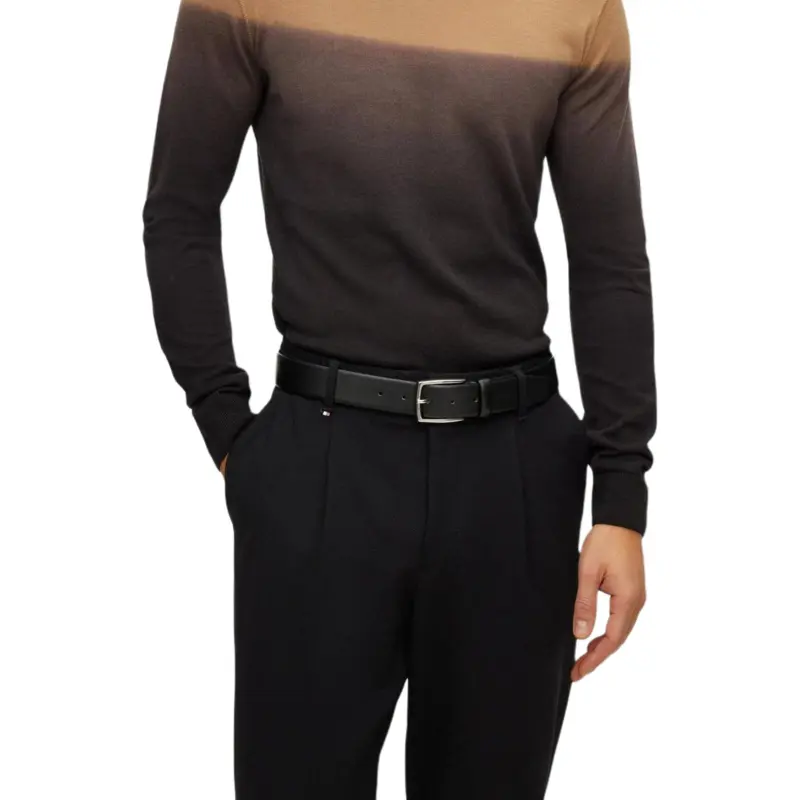 HUGO BOSS Rollneck Sweater In Degradé Virgin Wool And Silk Sweater Men's Black-4