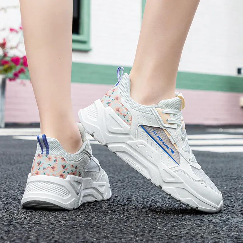 361° Cushioned Wear Resistant Breathable Low Top Running Shoes Women's White-2