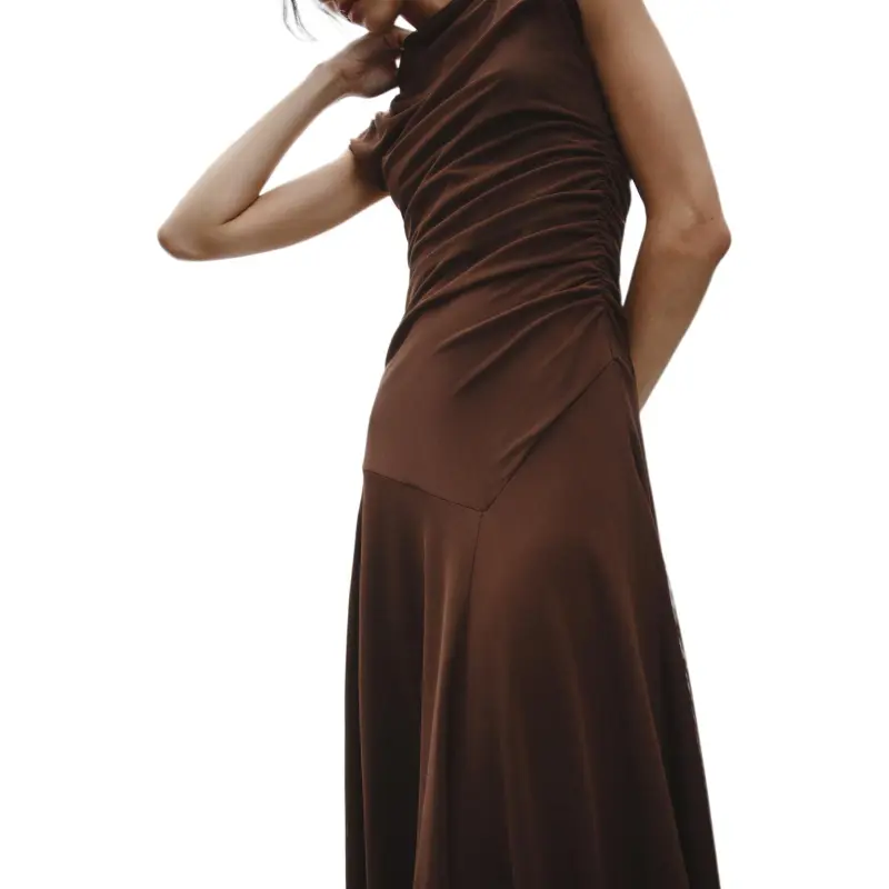 ZARA Sleeveless Dress Women's Brown-5
