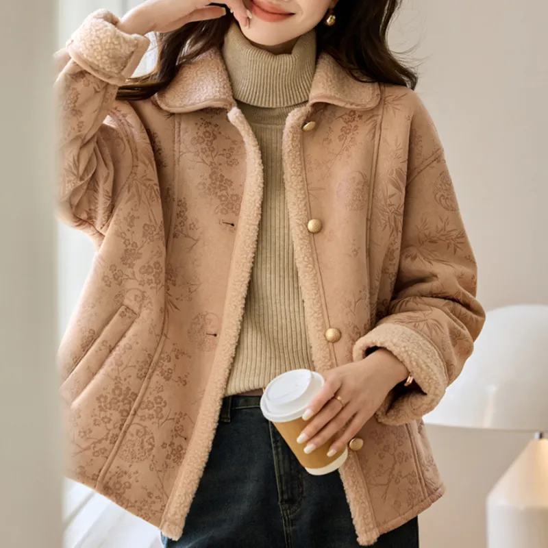 Mo Han Yi Mei Jackets Coats Women's Apricot-4