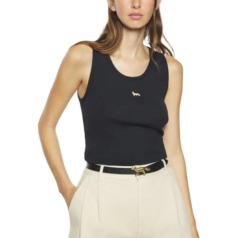 Maison Kitsune Fox Motif Sleeveless Ribbed Tank Top-2