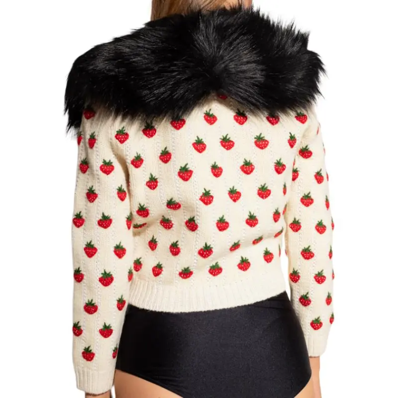 GUCCI Strawberry Embroidered Sweater White-3