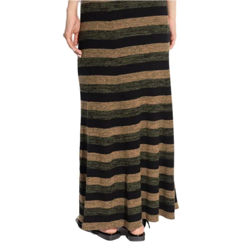 GANNI Striped Ribbed Maxi Skirt-4