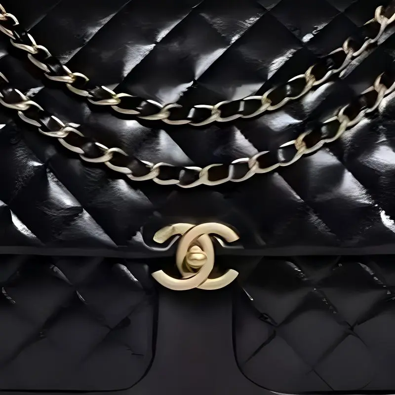 CHANEL Bright Lambskin Handbag, Shoulder Bag, Crossbody Bag Medium Size Women's Black-1