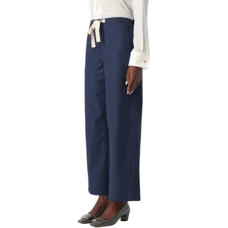 'S MAX MARA Argento Drawstring Wide Leg Trousers-5