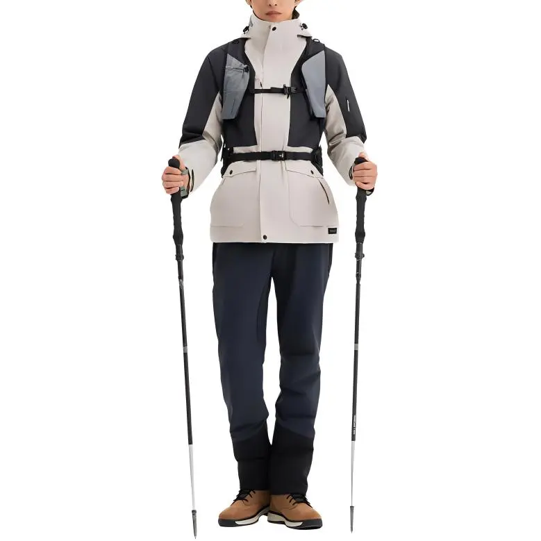 DECATHLON Waterproof And Windproof To Keep Warm Windbreaker Jacket Men's Light White Lime Gray-3