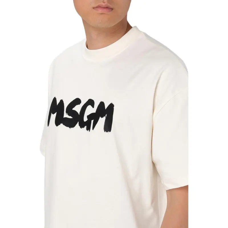 MSGM Brushed Logo Crewneck T Shirt-2