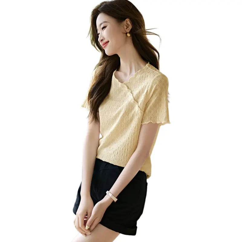 Mo Han Yi Mei Regular T Shirt Women's Yellow Cream-1