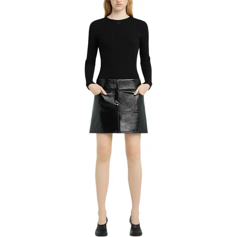Courrèges Lingerie Strap Rib Knit Sweater 'Black'-3