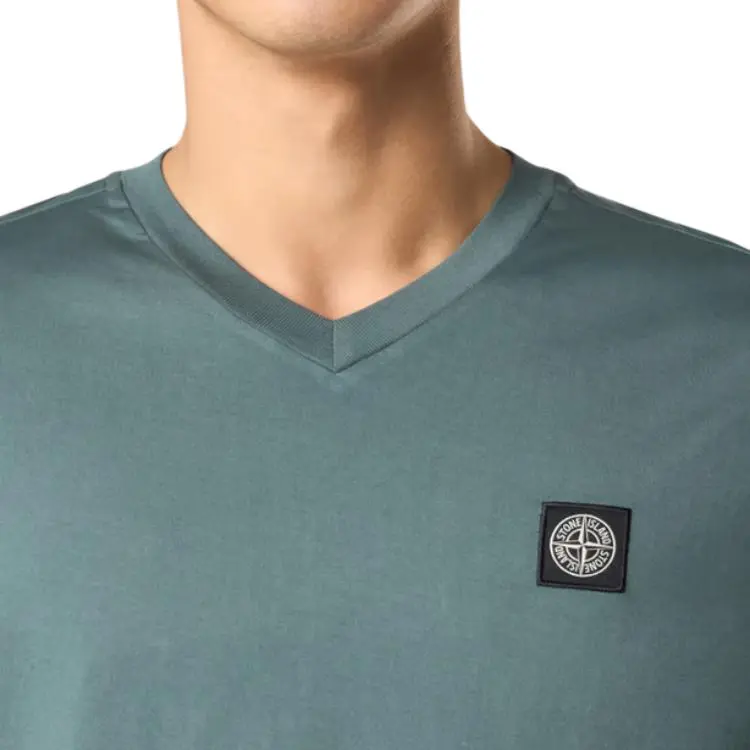 STONE ISLAND Compass Patch V Neck T Shirt-3