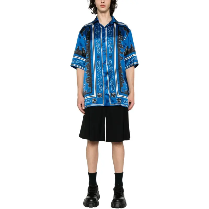 OFF WHITE Bandana Printed Straight Hem Shirt-2