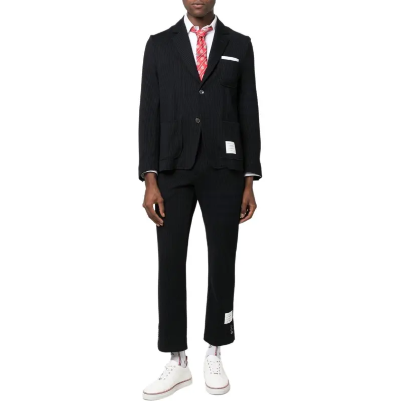 THOM BROWNE 4 Bar Striped Single Breasted Blazer-4