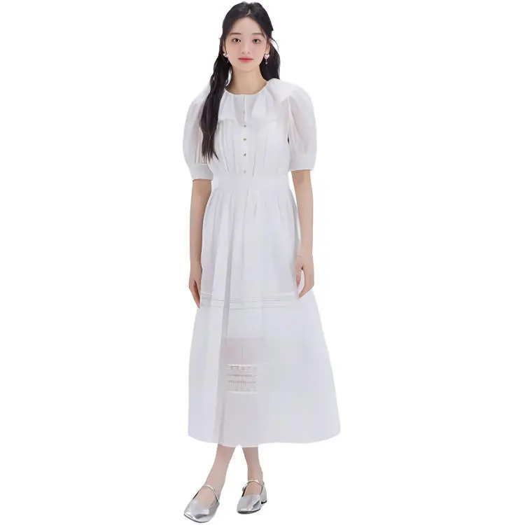DEAR DEER PUFF Short Sleeved Dresses Women's White-3