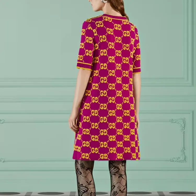 GUCCI SS23 Short Sleeved Dresses Women's Purple-1