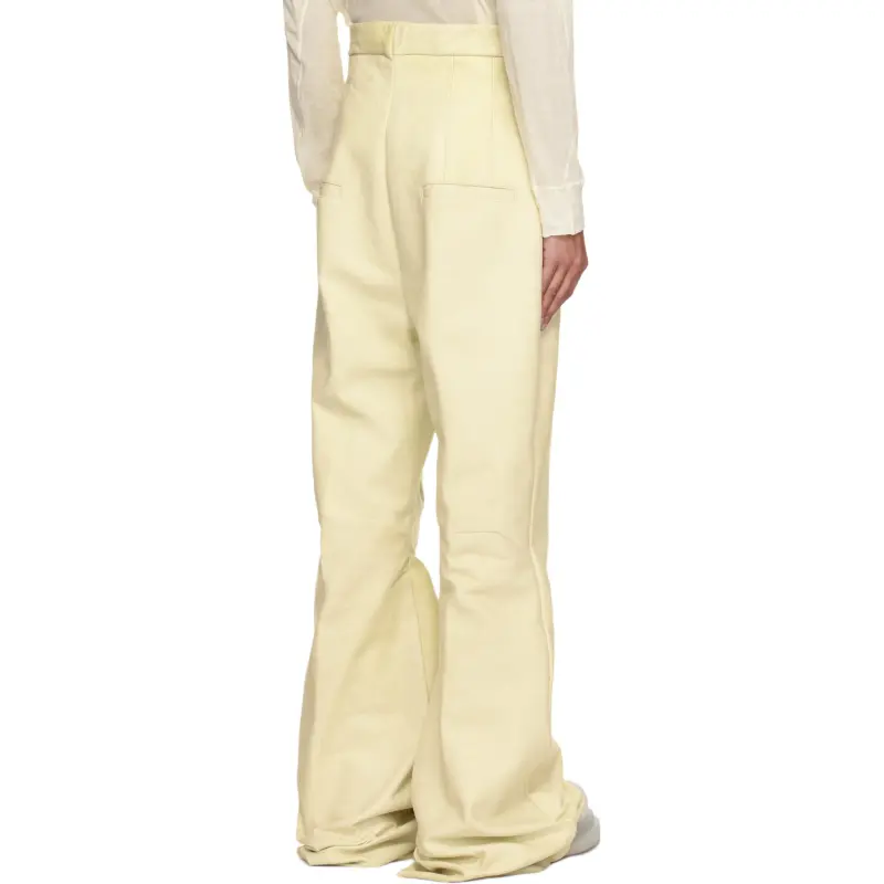 RICK OWENS/RO Leather Pants Men's Beige-1